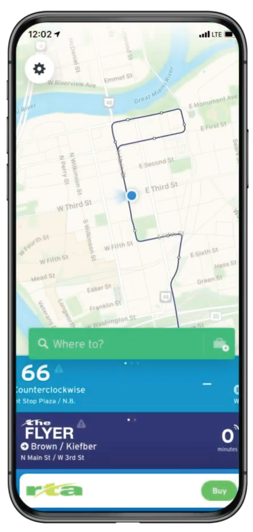 Open transit app with map