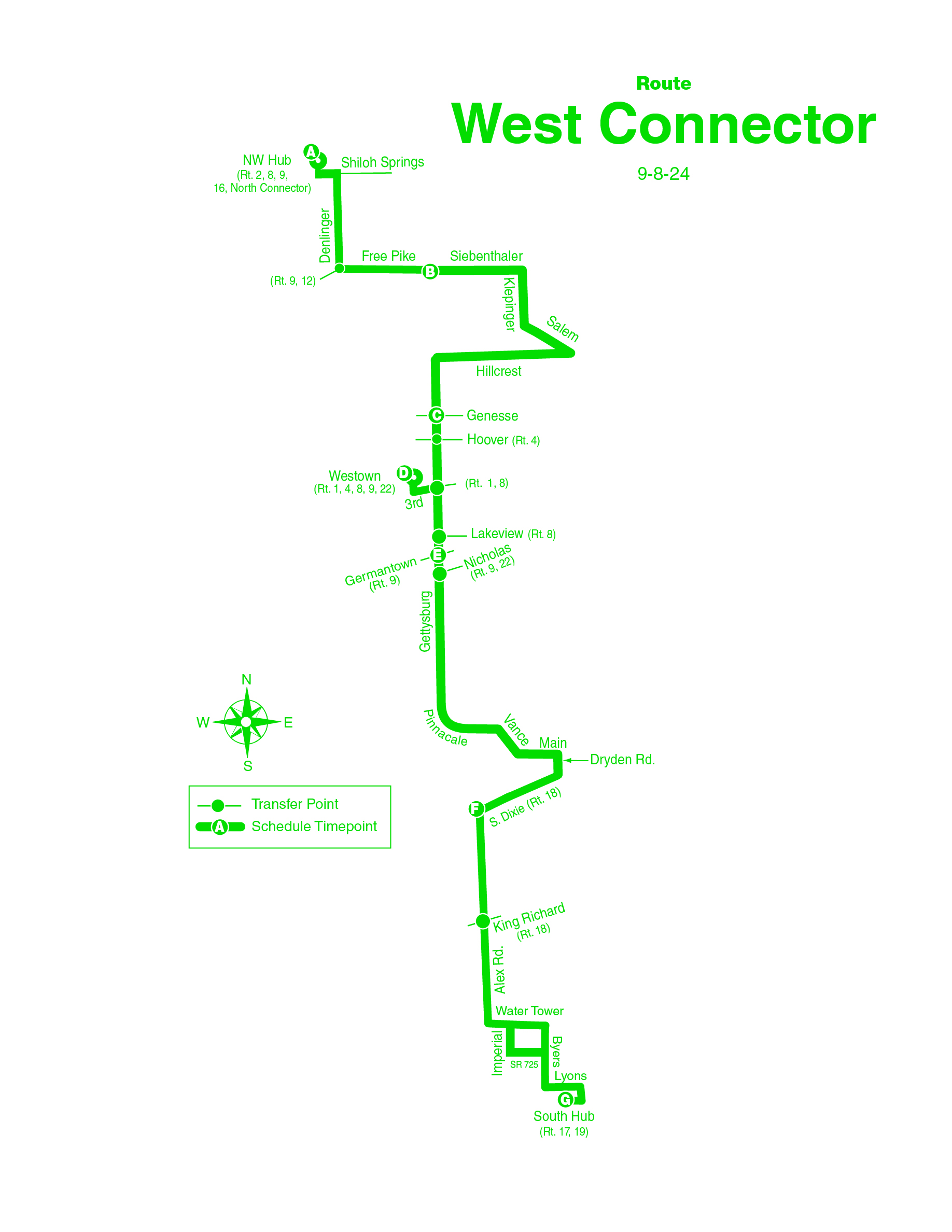 route West Connector map