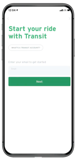 Start your ride with Transit screen