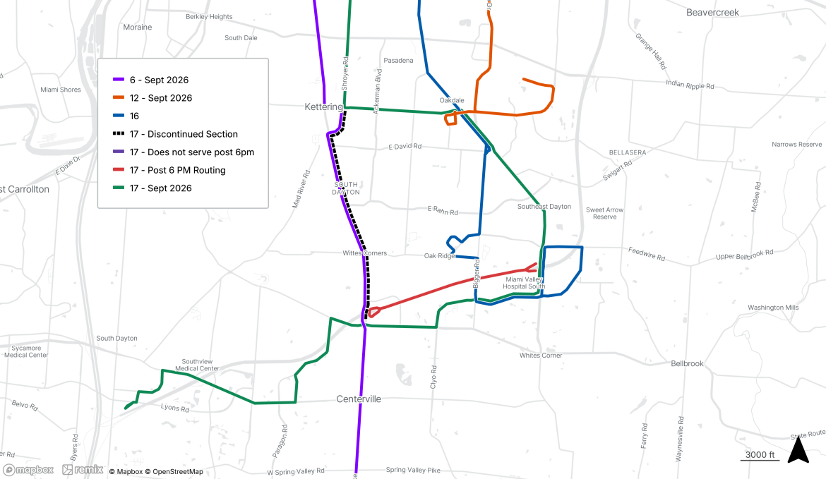 Route 17_South End Changes w routes servicing area