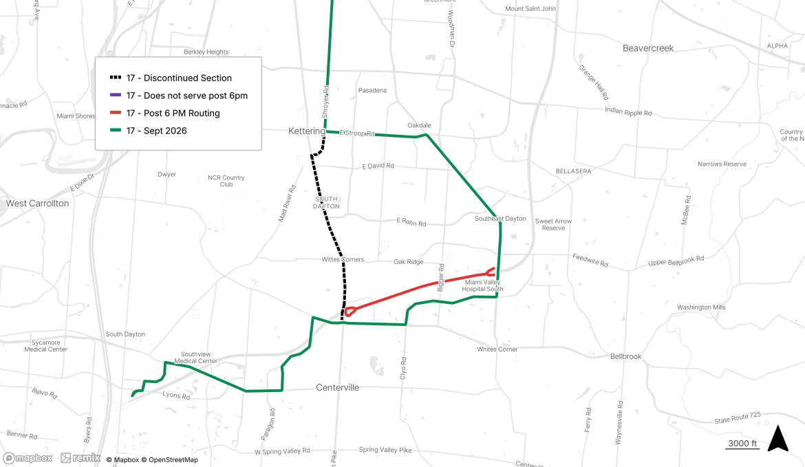 Route 17 South End Sep 2026 routing