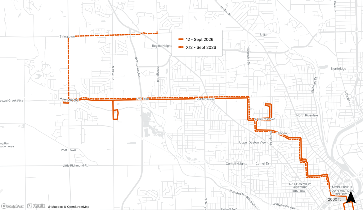 Route X12 service change 2026